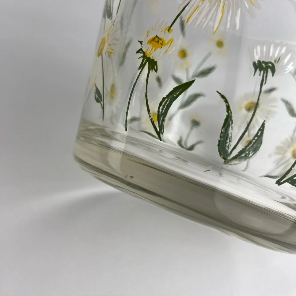 Mid-Century Cera Small Glass Ice Bucket With Daisy Motif